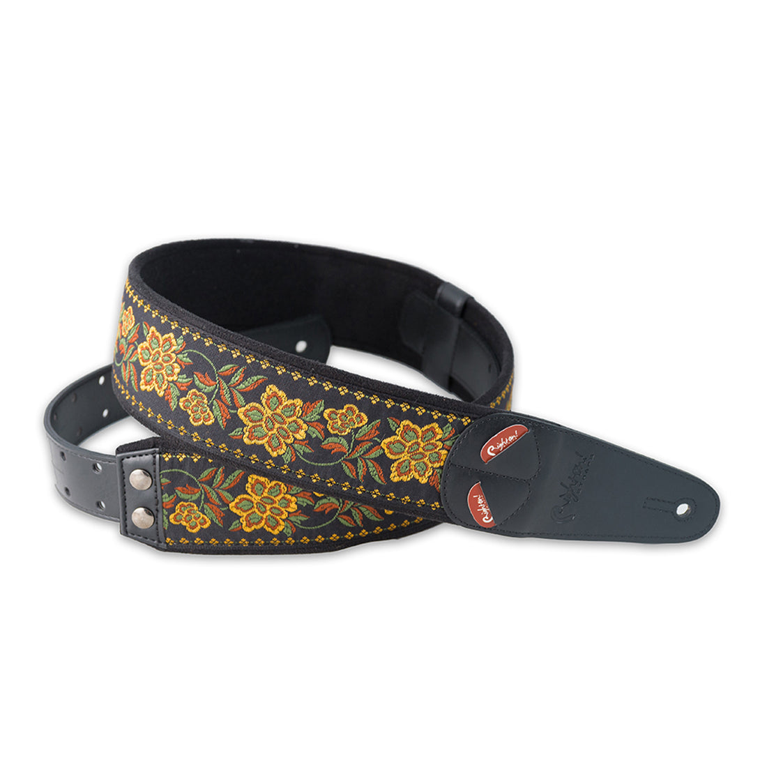 Right On Straps MOJO Roses Black Guitar Strap