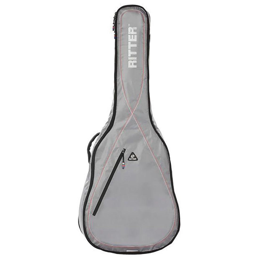 Borsa per chitarra acustica Ritter RGP2-D/SRW grigio argento-rosso-bianco 