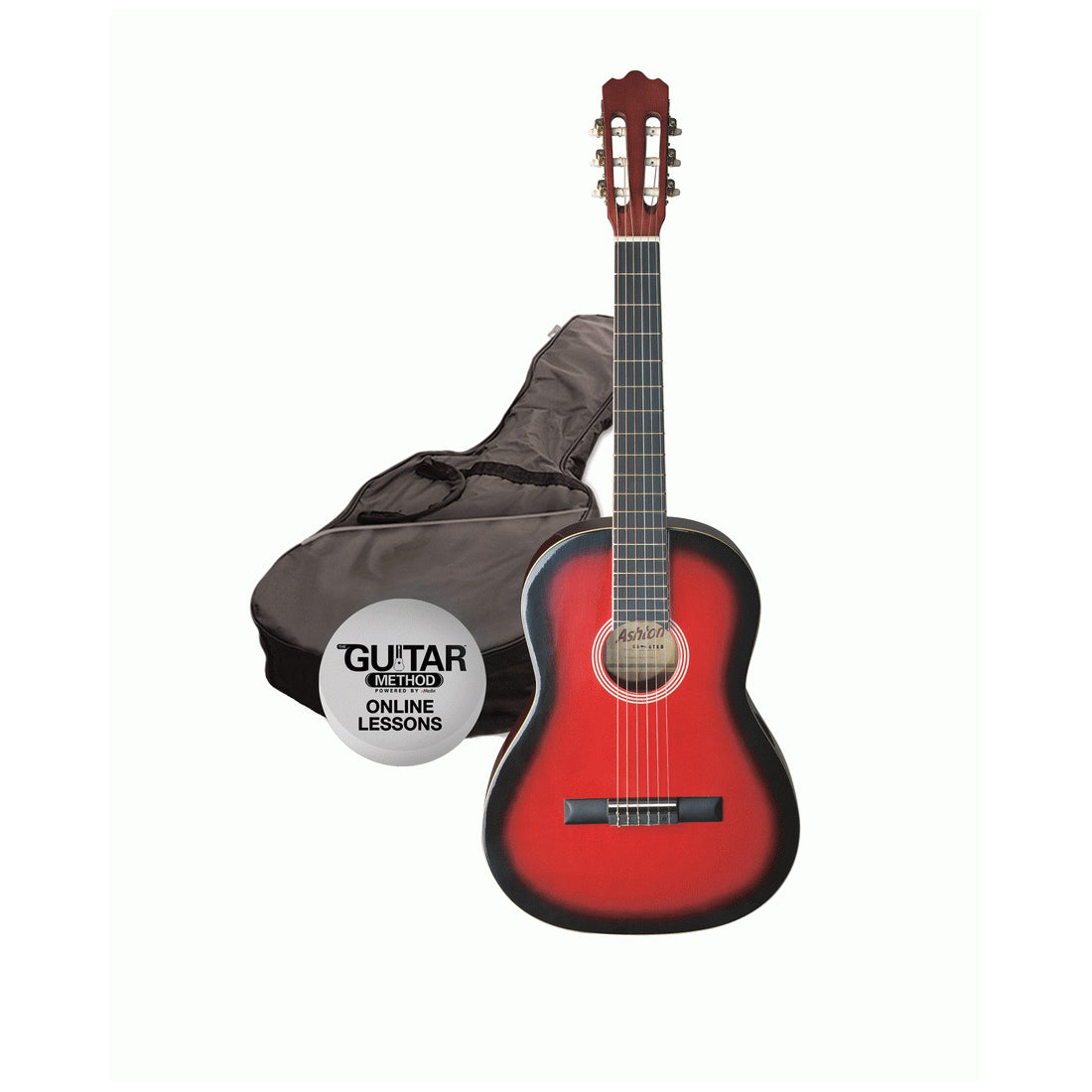 Ashton SPCG12 1/2 Transparent Red Burst (TRB) Classical Guitar Starter Pack