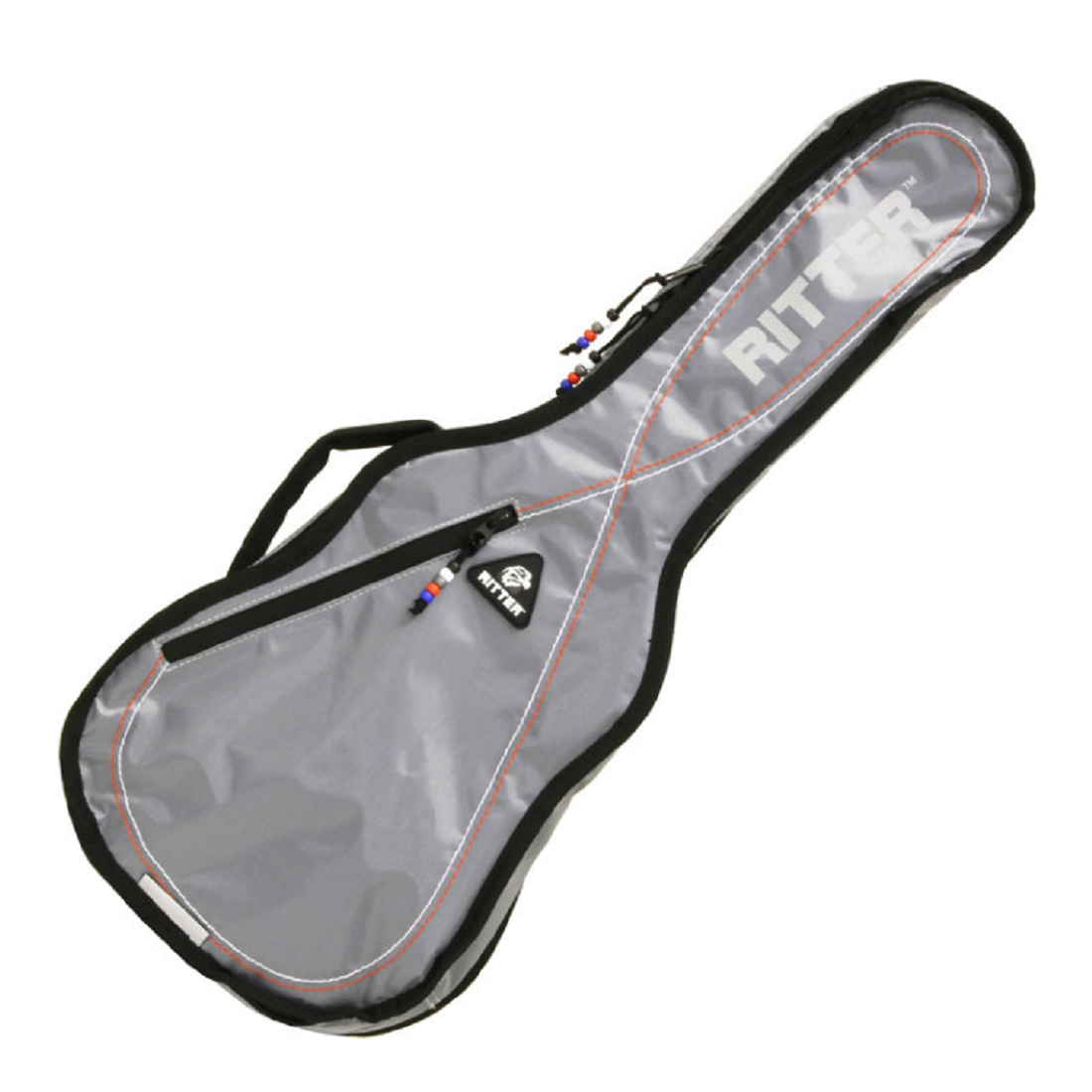 Borsa per ukulele da concerto Ritter RGP2-UC/SRW grigio argento-rosso-bianco