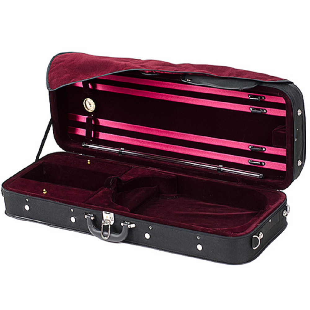 Oblong Viola Case-HQ Adjustable Black and Wine Woodshell