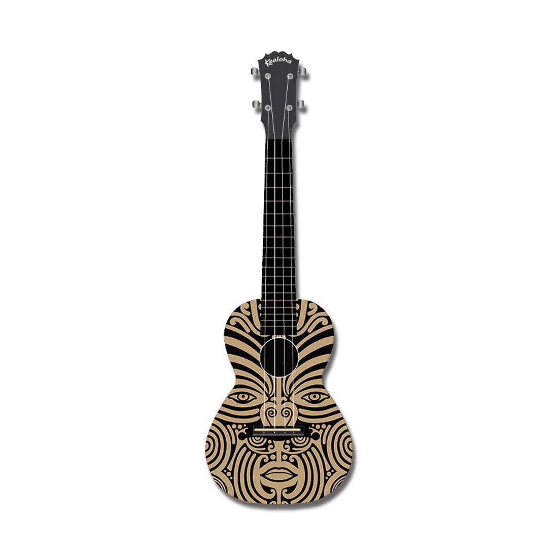 Kealoha Face Art Design Concert Ukulele with Black ABS Resin Body