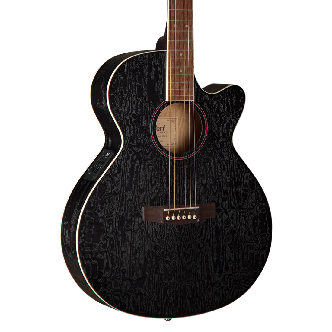 Cort SFX-AB OPBK ASH BURL Open Pore Black Cutaway Acoustic Guitar