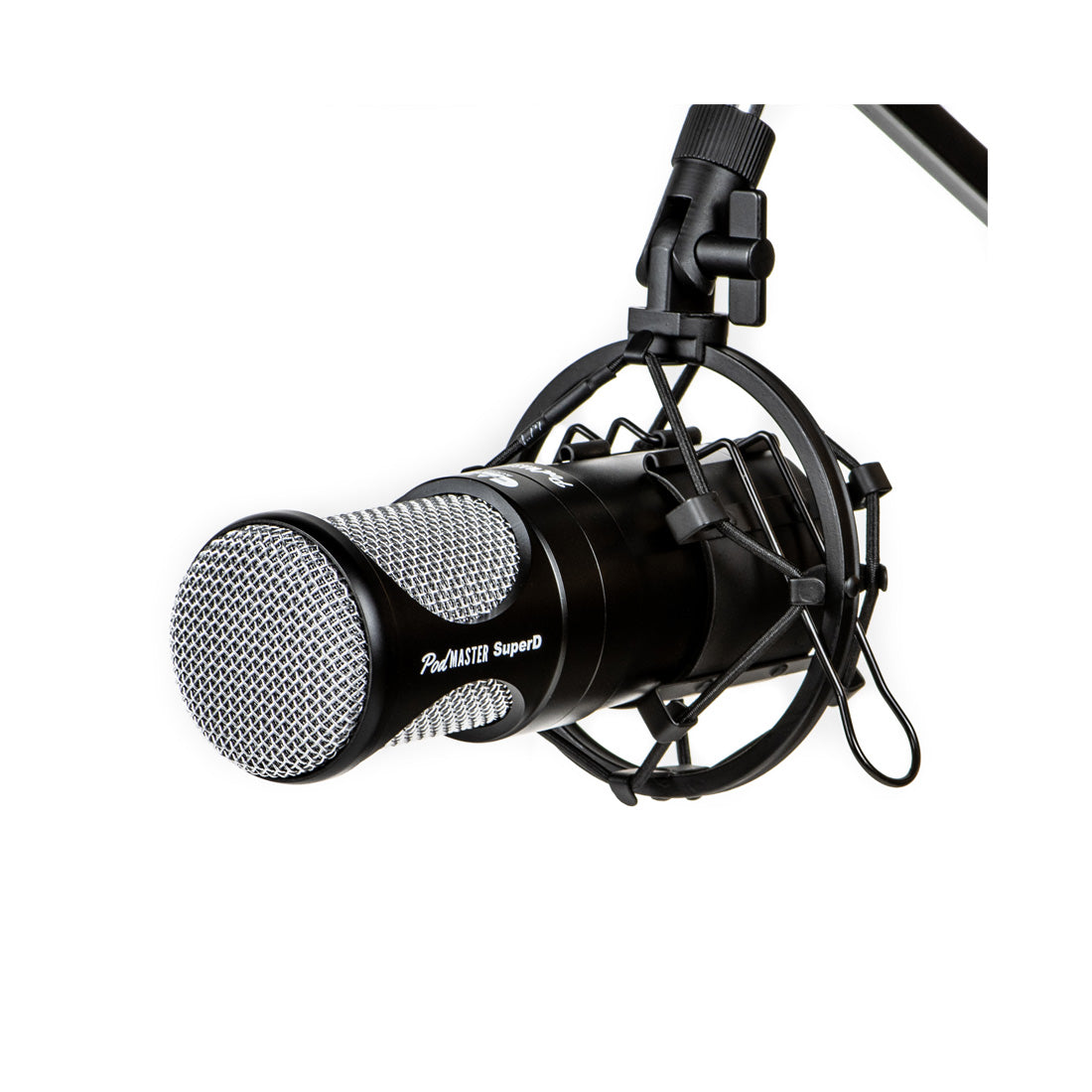 CAD PodMASTER™ Super D - Capsula professionale per podcasting/trasmissione dinamica VOG a diaframma largo da 35 mm con supporto per microfono a braccio per trasmissione (versione XLR)