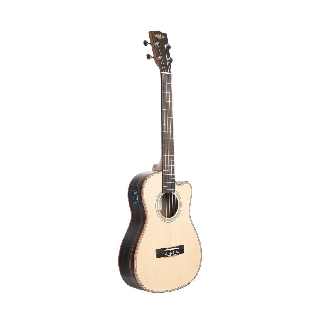 Kala KA-SSEBY-B-CE SS Ukulele baritono con top in abete massello ebano striato e spalla mancante con EQ 