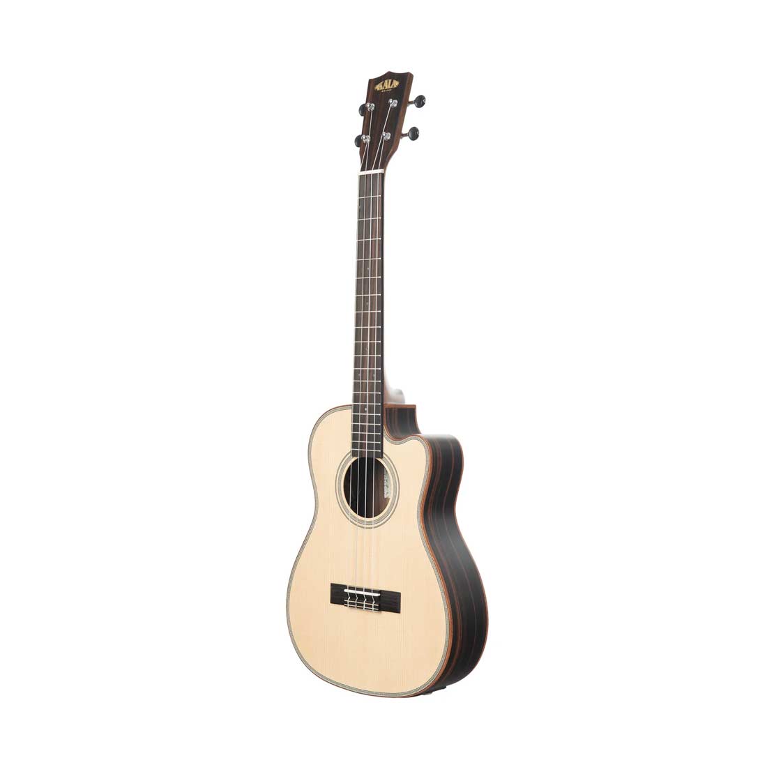 Kala KA-SSEBY-B-CE SS Ukulele baritono con top in abete massello ebano striato e spalla mancante con EQ 