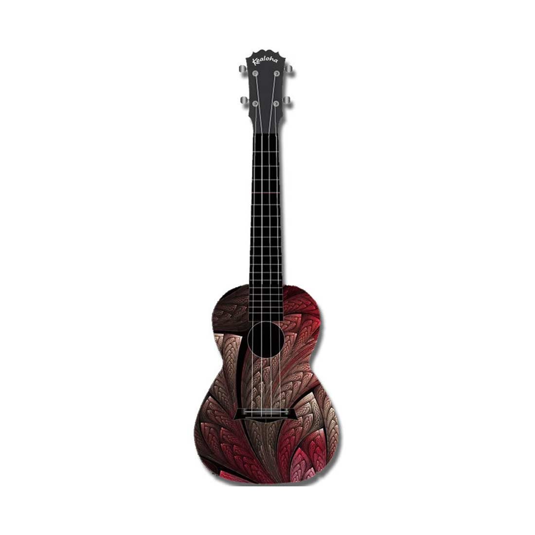 Kealoha Feather Amour Design Concert Ukulele with Black ABS Resin Body