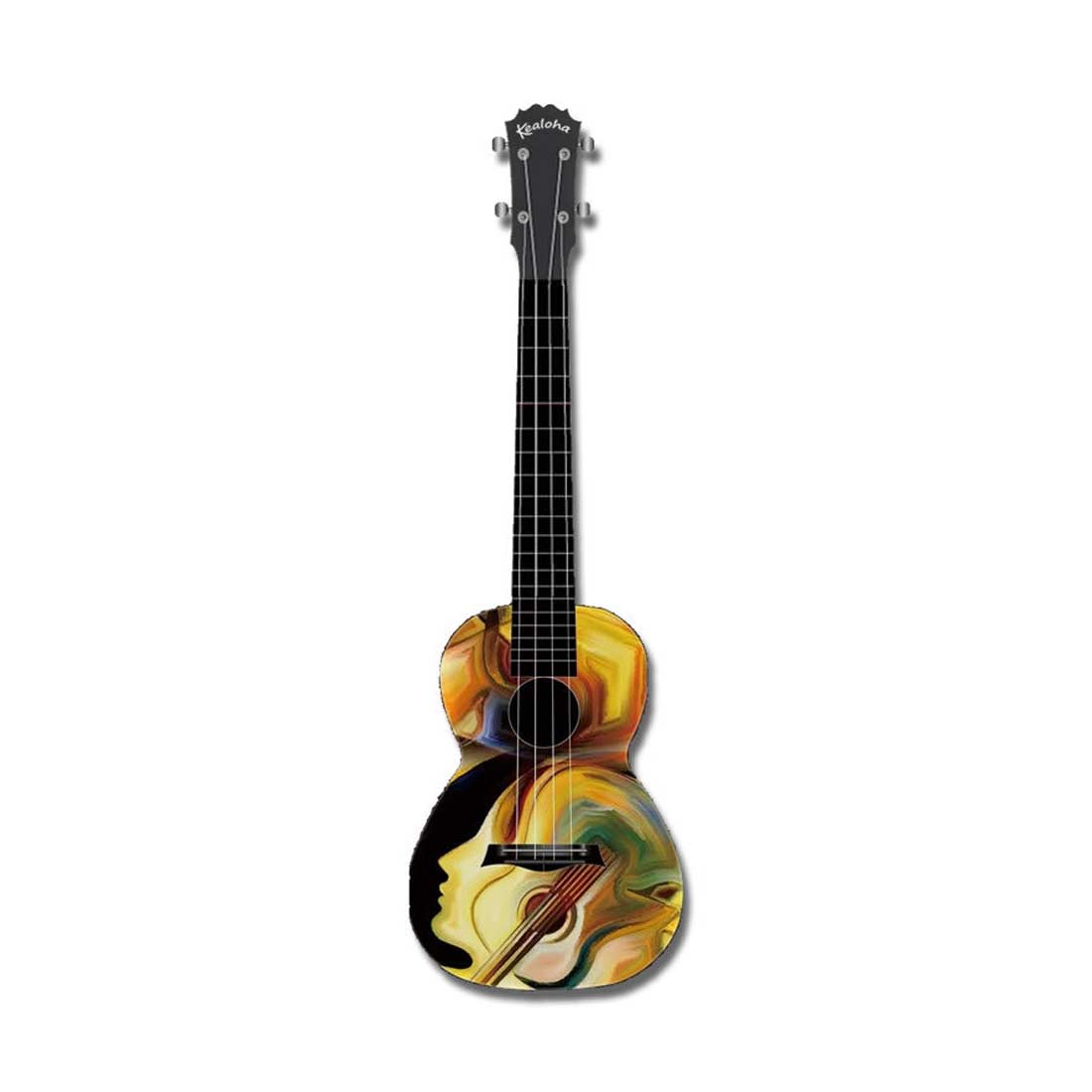 Kealoha Hear The Music Design Concert Ukulele with Black ABS Resin Body