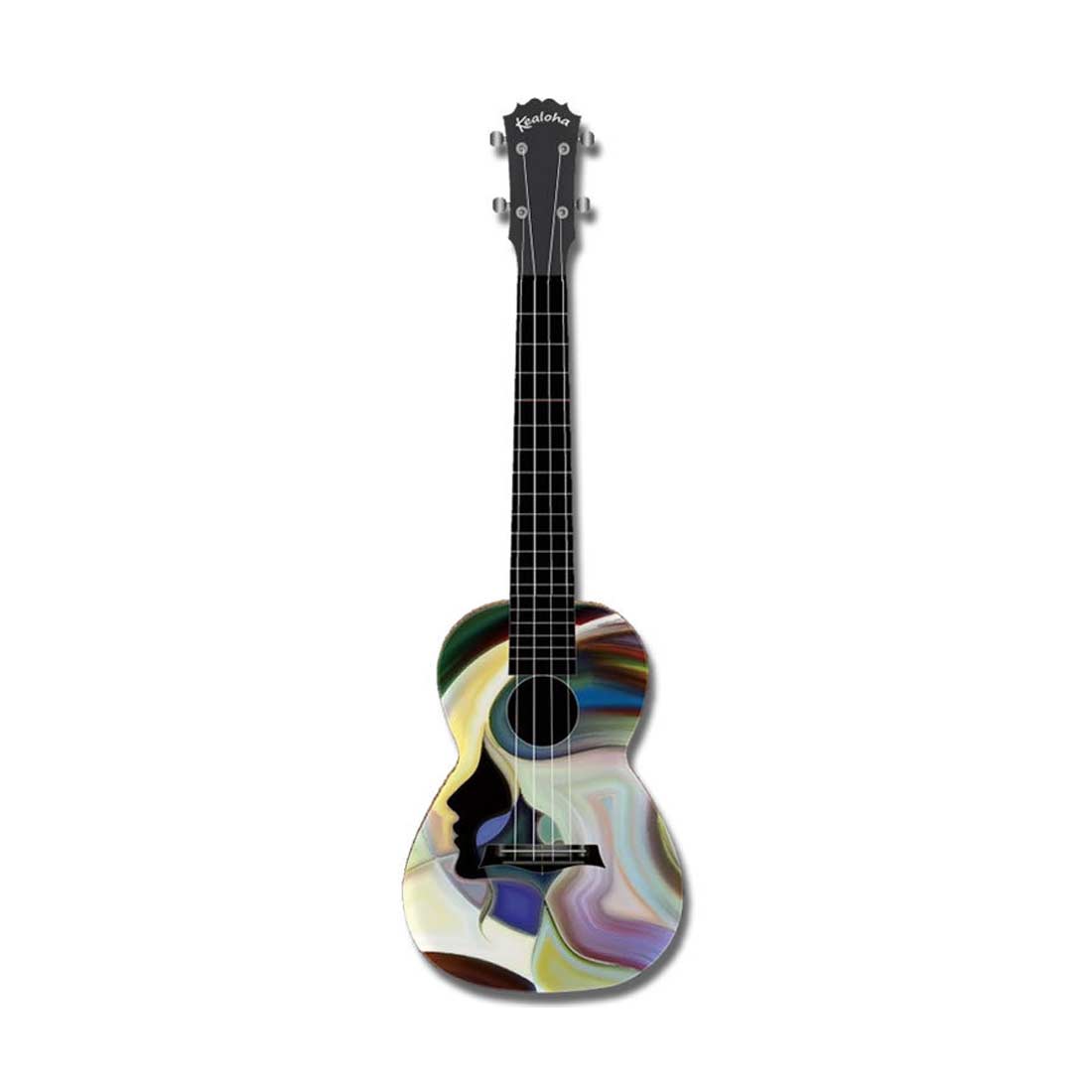 Kealoha Ladyface Design Concert Ukulele with Black ABS Resin Body