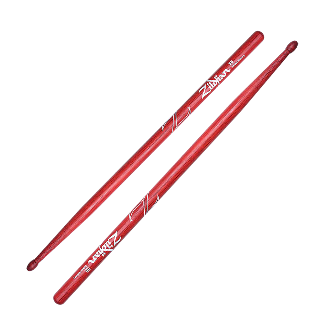 Zildjian   Hickory Drumsticks  5B Wood Tip Red