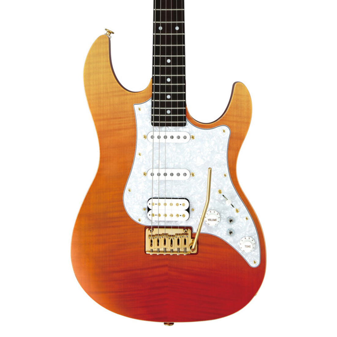 Chitarra elettrica FGN EOS-FM-R/RKG Ripe Kaki Gradation Odyssey con custodia rigida