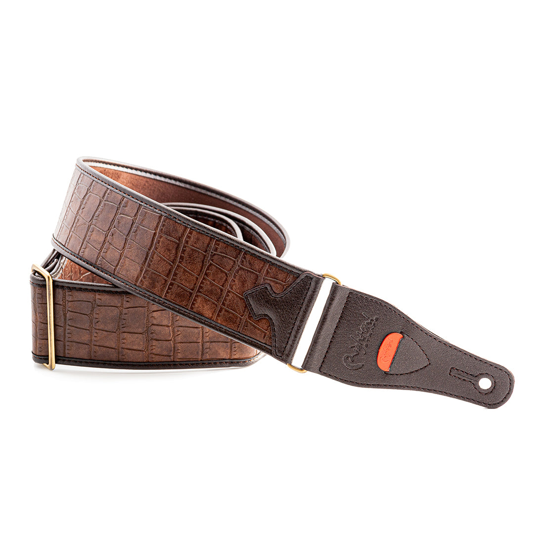 Right On Straps WILD Alligator Brown Guitar Strap