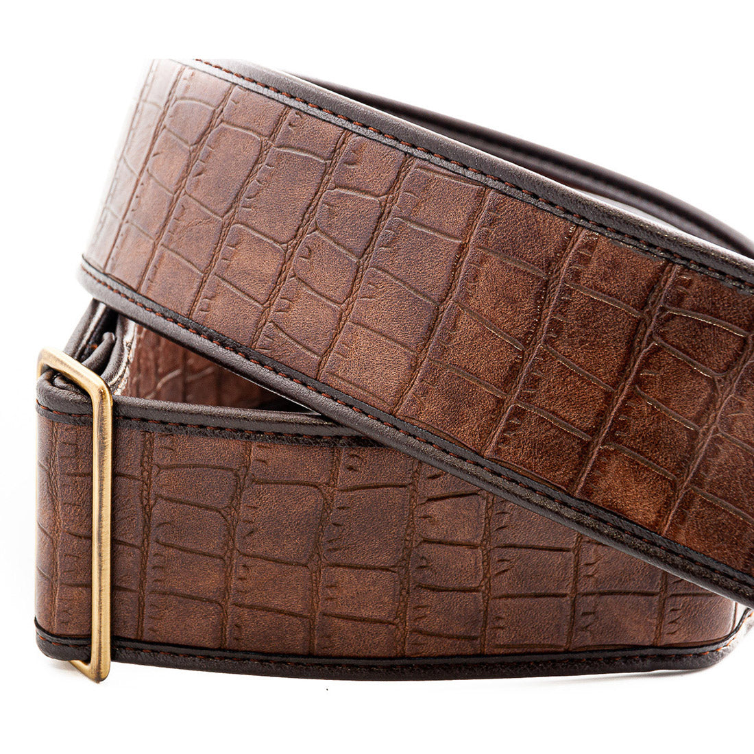 Right On Straps WILD Alligator Brown Guitar Strap