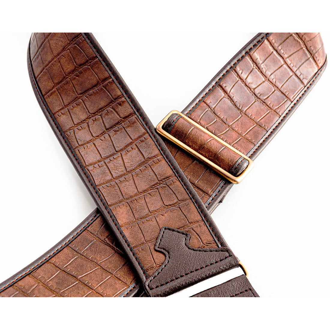 Right On Straps WILD Alligator Brown Guitar Strap