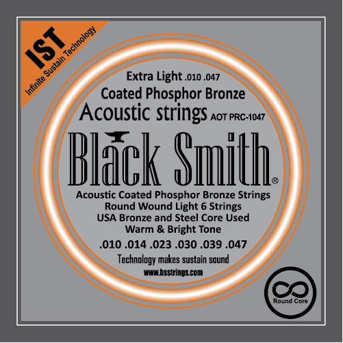 Black Smith APRC-1047 Extra Light Coated Acoustic Round Core Guitar Stings