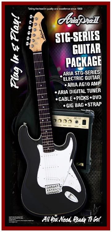 Aria Electric Guitar/Amp Pack Black