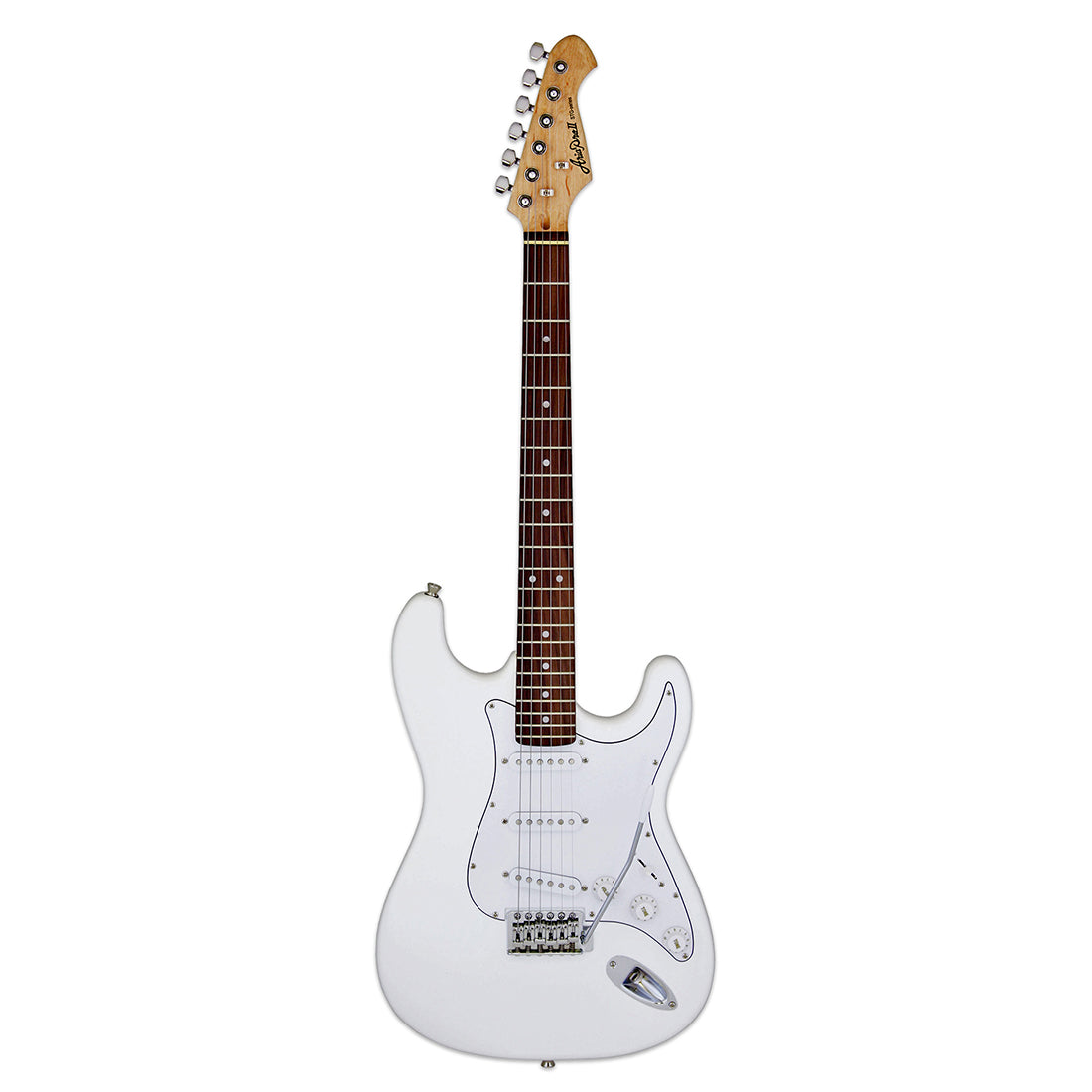 Aria STG-003 Series Electric Guitar in White with Pickups 3 x Single Coil