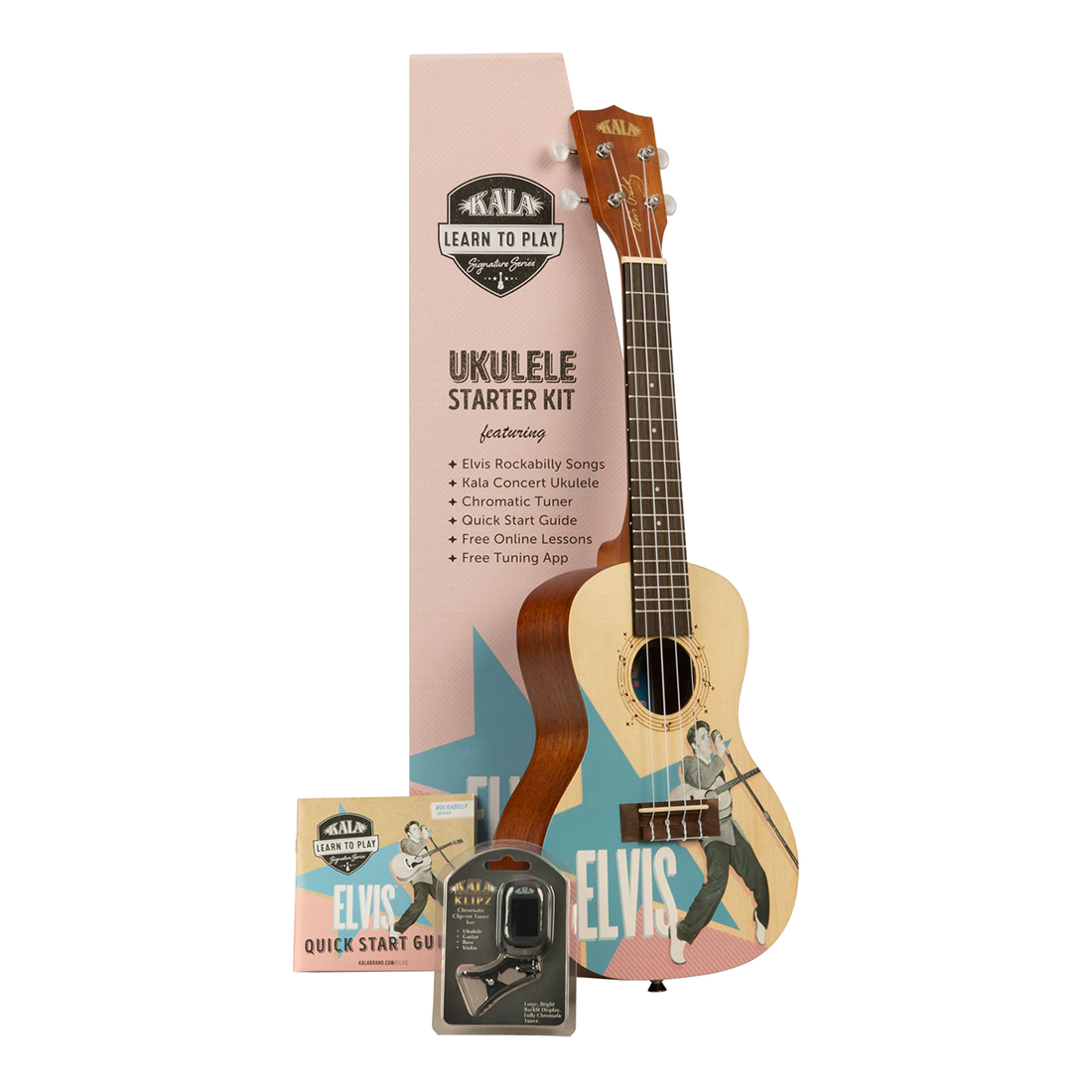 Kala Elvis Rockabilly Learn To Play Concert Ukulele Starter Kit