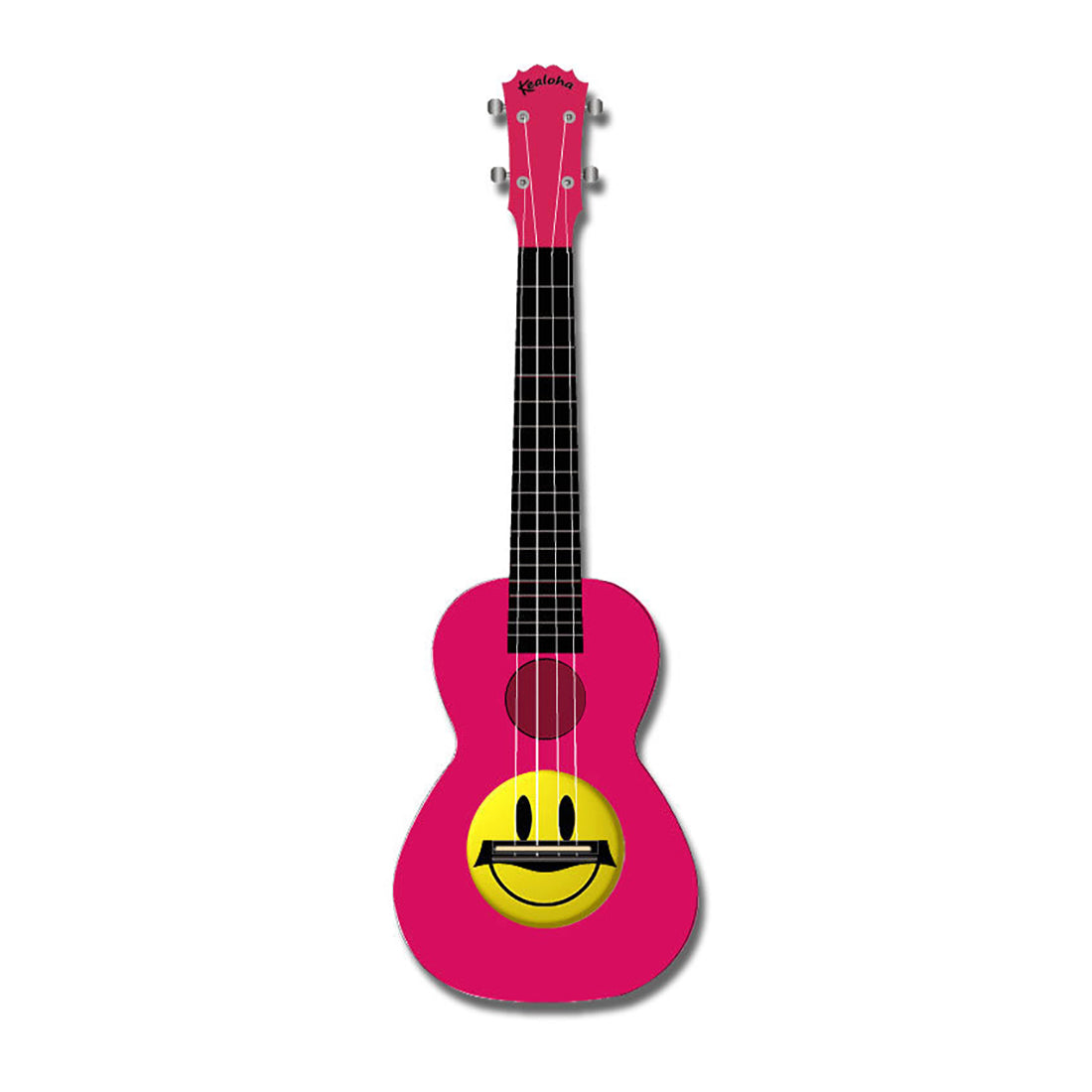 Kealoha Smiley Face Design Concert Ukulele with Pink ABS Resin Body