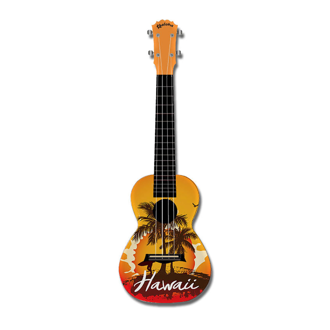 Kealoha Hawaii Sunset Design Concert Ukulele with Orange ABS Resin Body