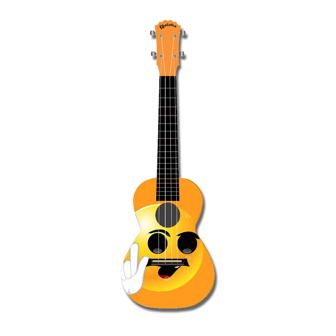 Kealoha Smiley Yellow Face Design Concert Ukulele with Yellow ABS Resin Body