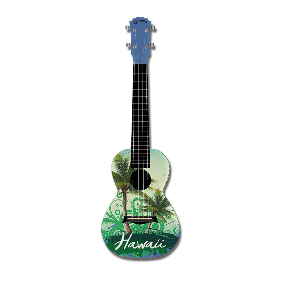 Kealoha Hawaii Palms Design Concert Ukulele with Blue ABS Resin Body