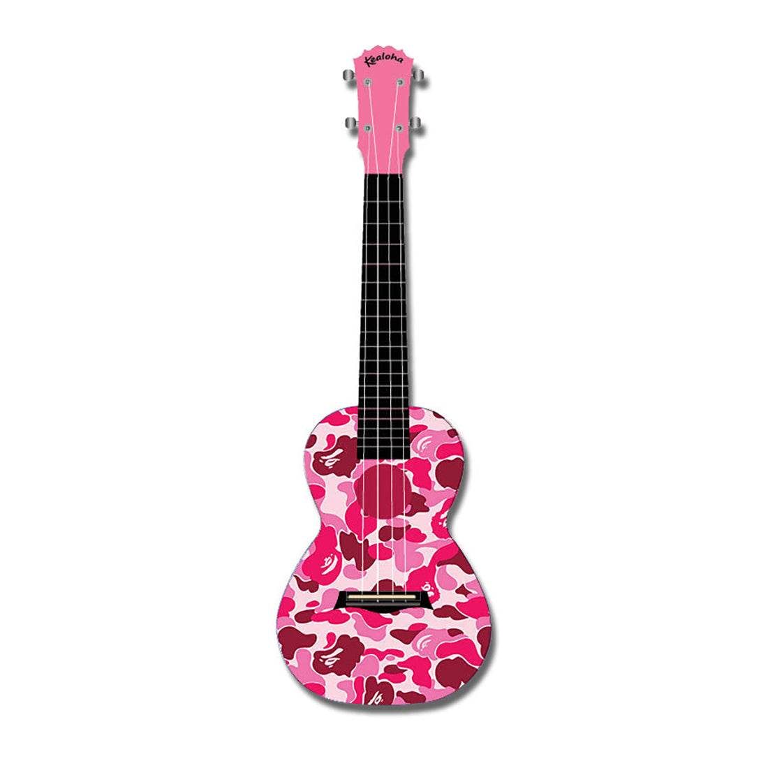 Kealoha Pink Camo Petals Design Concert Ukulele with Pink ABS Resin Body