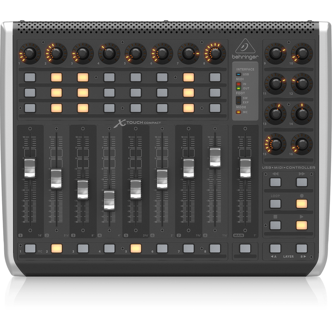 Behringer X-Touch Compact Universal USB/MIDI Controller with 9 Touch-Sensitive Motor Faders