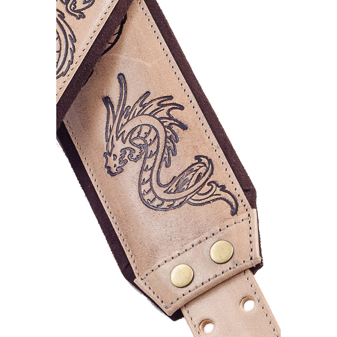 Right On Straps LEATHERCRAFT Dragons Beige Guitar Strap