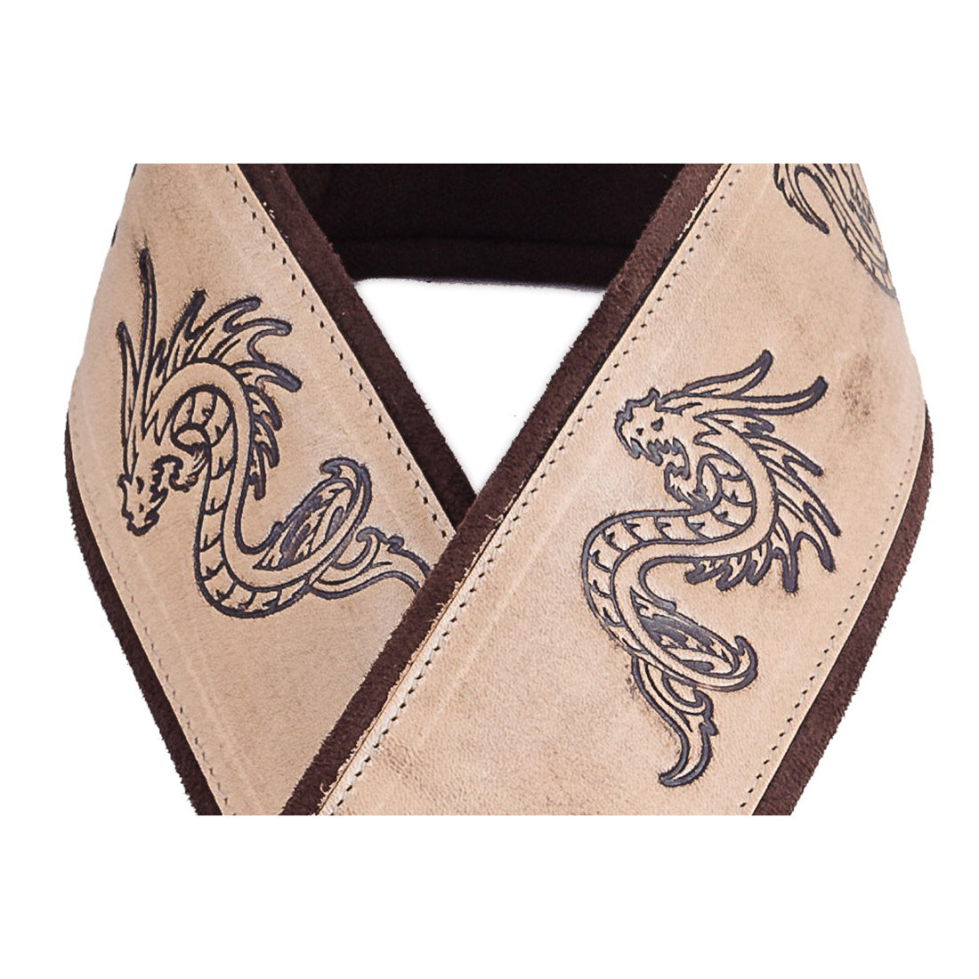 Right On Straps LEATHERCRAFT Dragons Beige Guitar Strap