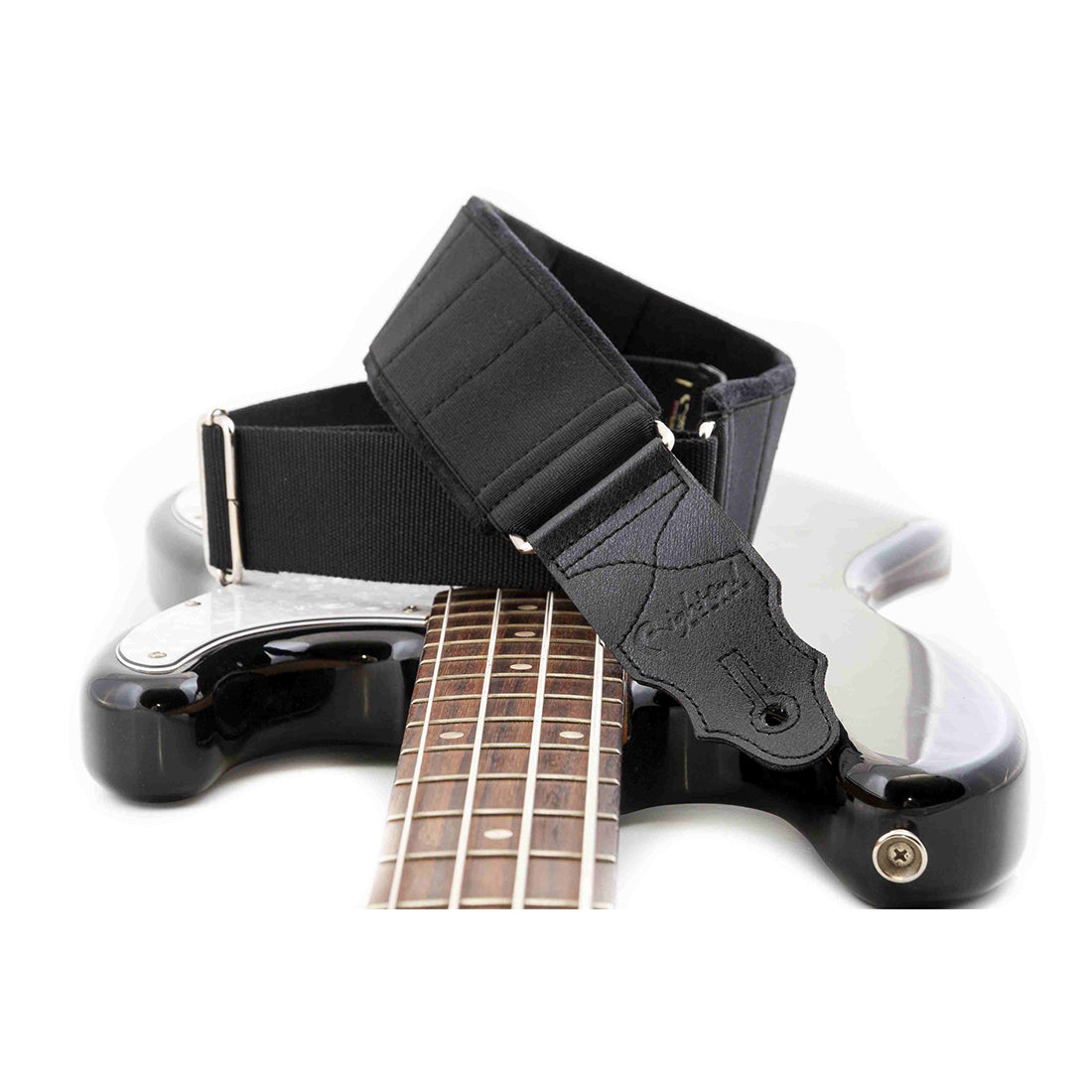 Right On Straps SPECIAL Elastic Black Guitar Strap