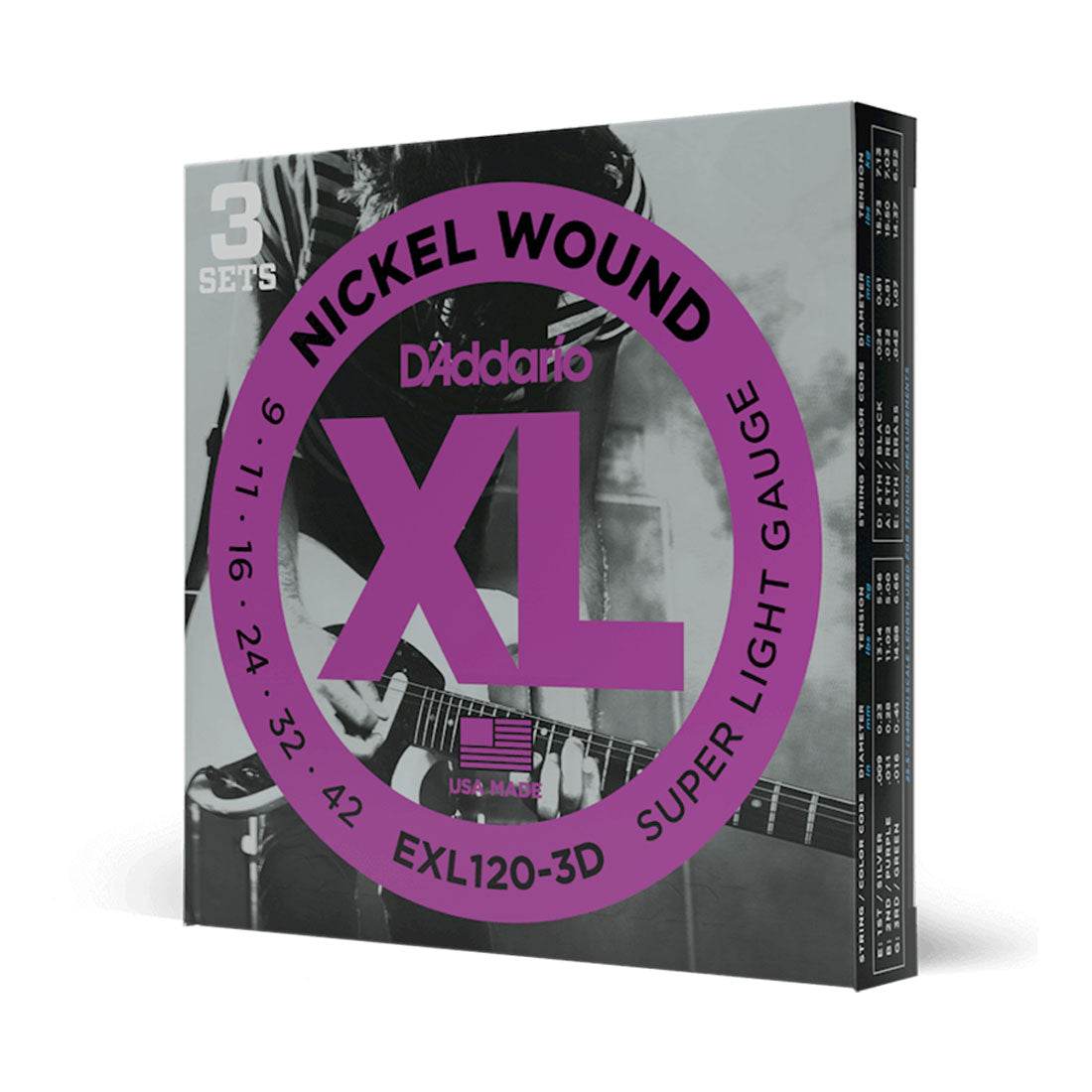 Daddario Exl120-3d 3 Pack Guitar Strings