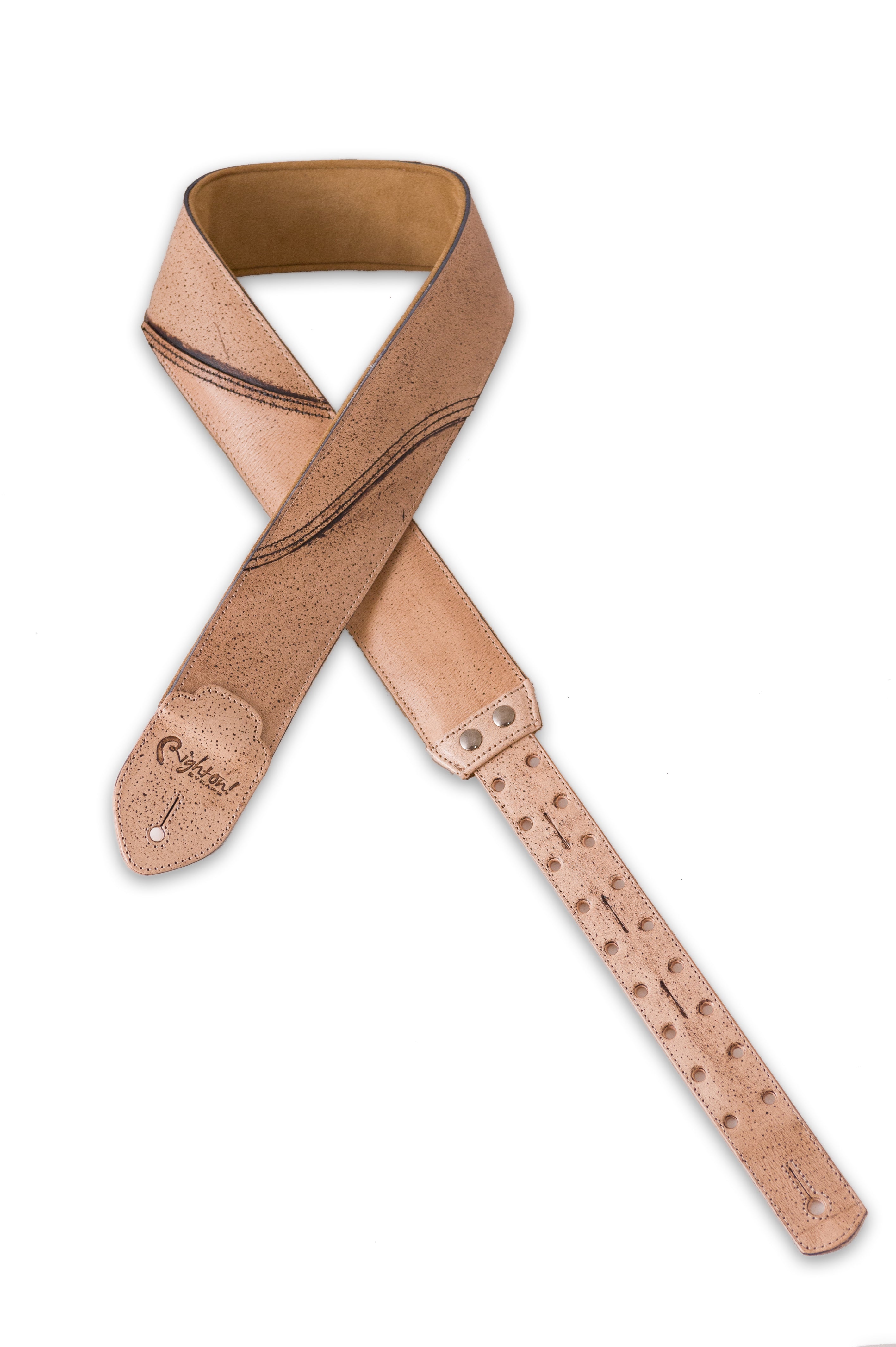 Right On Straps LEATHERCRAFT Freckled Beige Guitar Strap