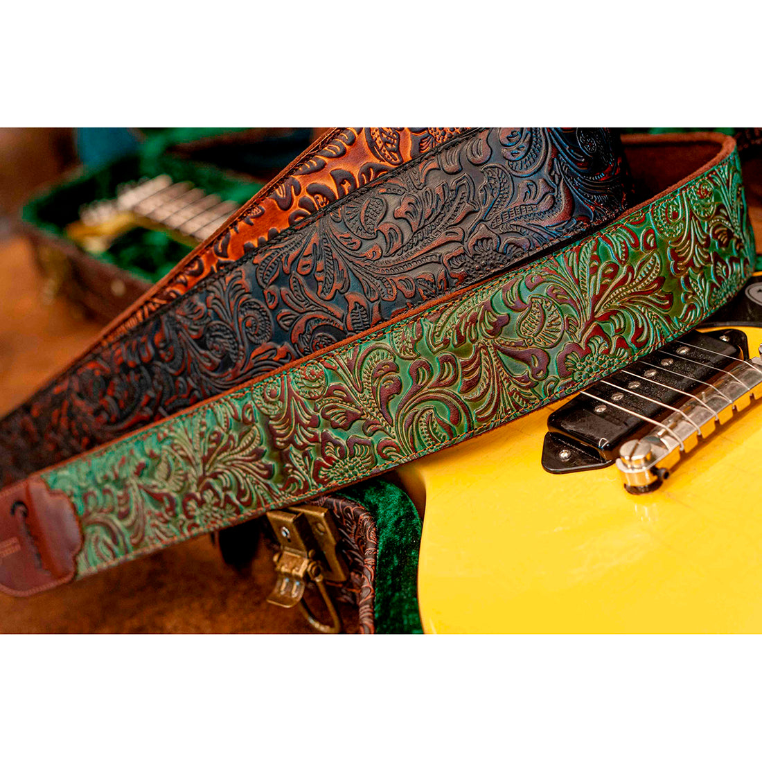 Right On Straps LEATHERCRAFT Blackguard Black Guitar Strap