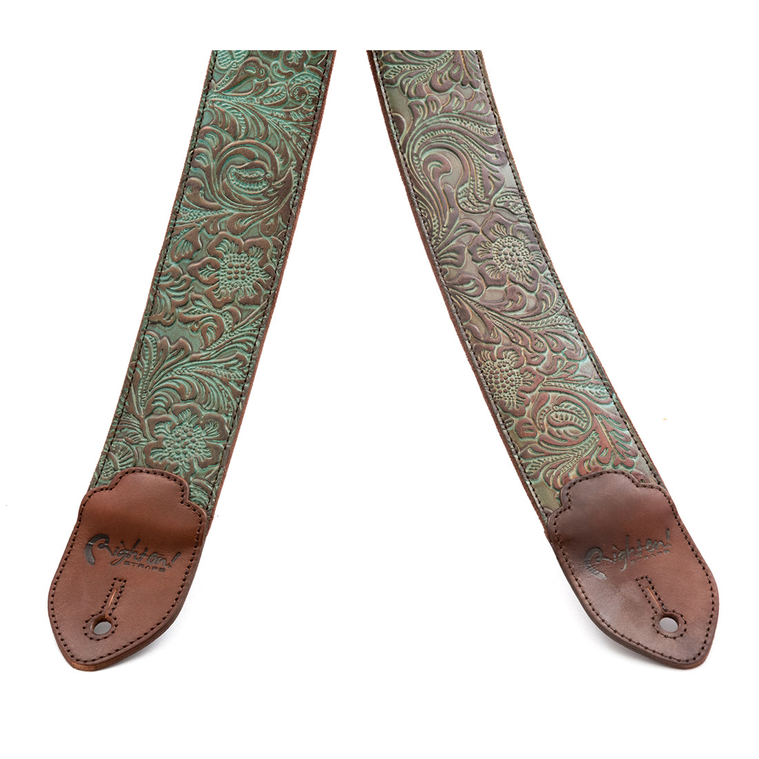 Right On Straps LEATHERCRAFT Blackguard Teal Guitar Strap