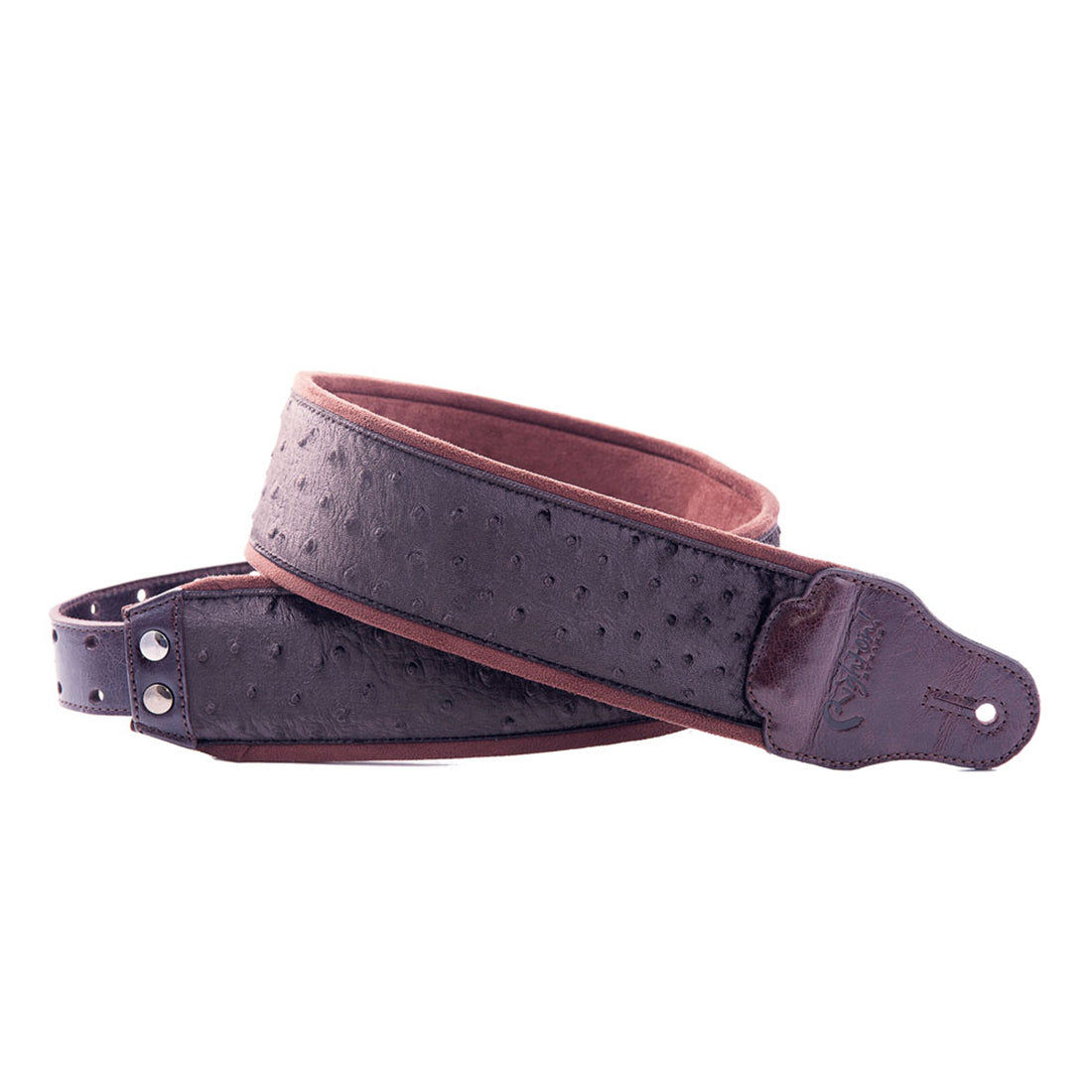 Right On Straps JAZZ Ostrich Brown Guitar Strap