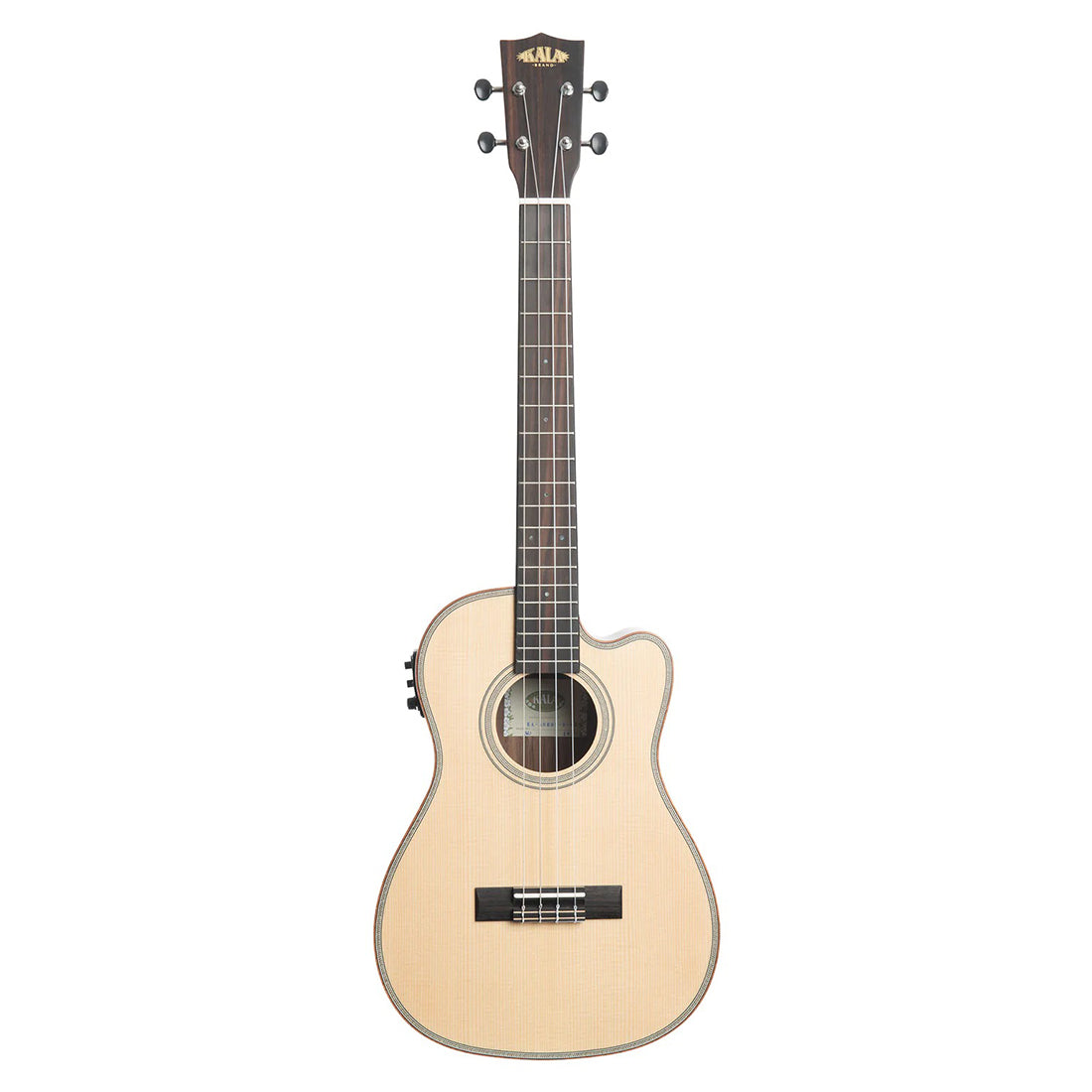 Kala KA-SSEBY-B-CE SS Solid Spruce Top Striped Ebony Baritone Ukulele Cutaway with EQ