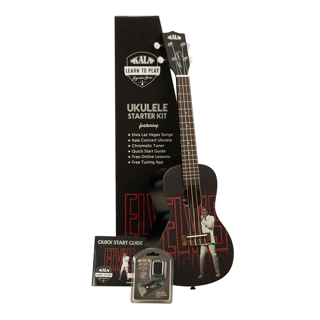 Kala Elvis Viva Las Vegas Learn To Play Concert Ukulele Starter Kit