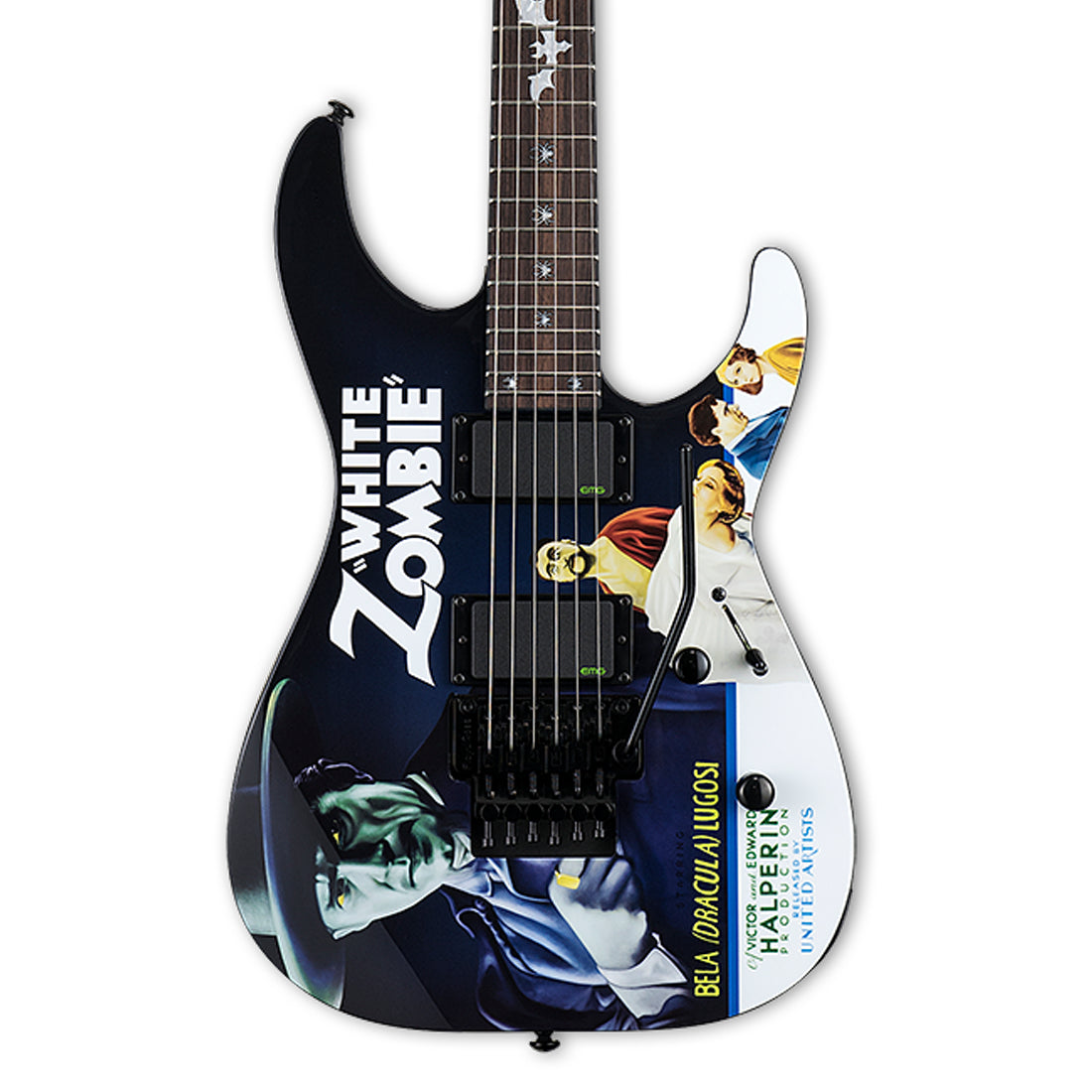 ESP LTD Kirk Hammett Signature LKHWZ White Zombie Electric Guitar Black with Graphic with Case