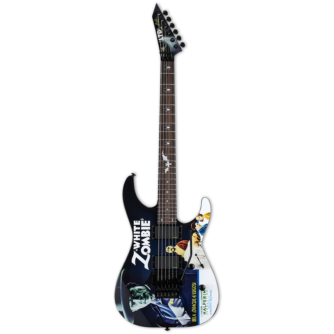 ESP LTD Kirk Hammett Signature LKHWZ White Zombie Electric Guitar Black with Graphic with Case