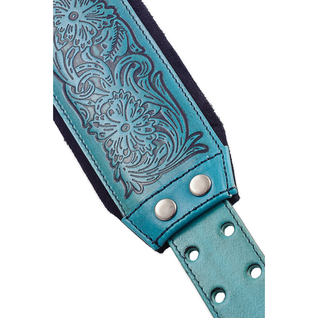 Right On Straps LEATHERCRAFT Charro Teal Guitar Strap