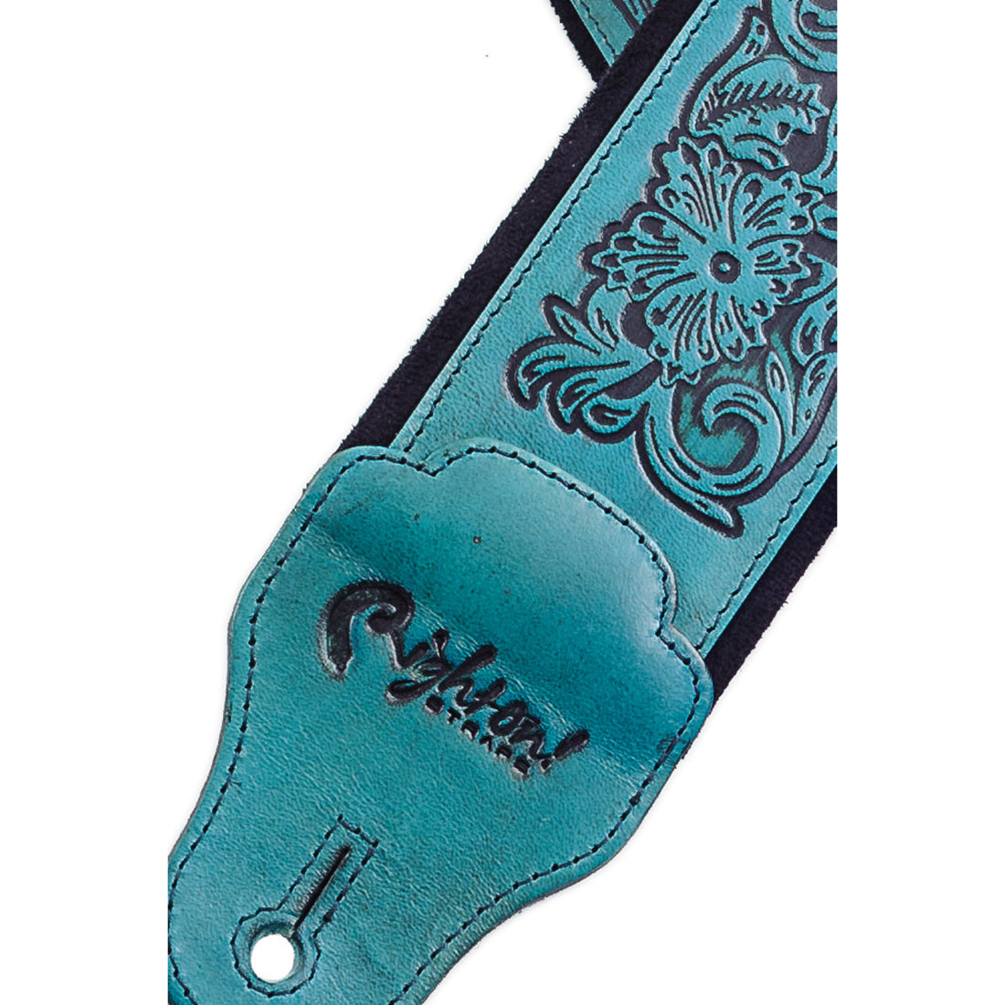 Right On Straps LEATHERCRAFT Charro Teal Guitar Strap