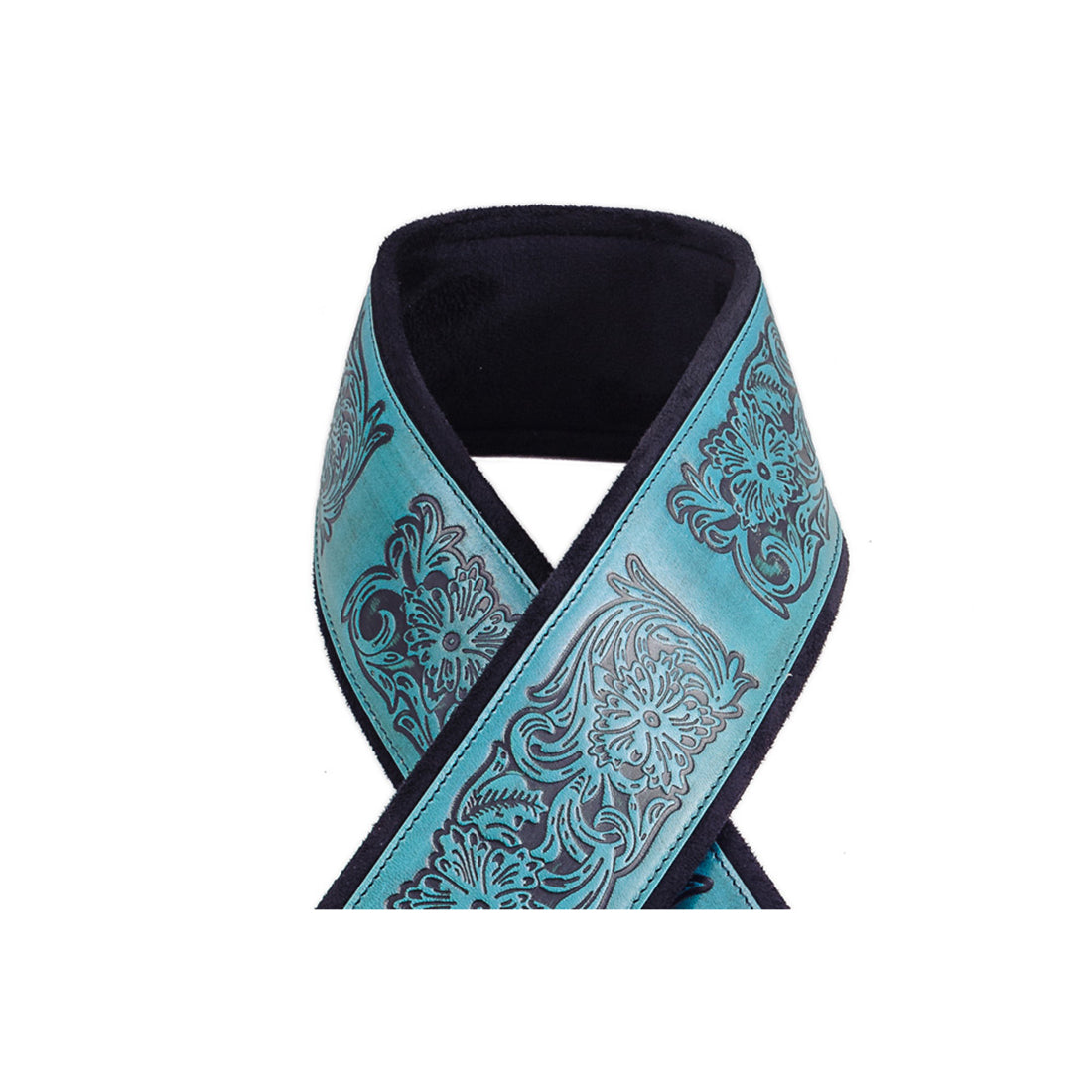 Right On Straps LEATHERCRAFT Charro Teal Guitar Strap