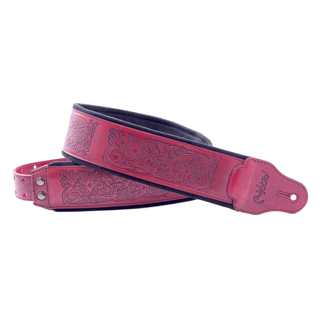 Right On Straps LEATHERCRAFT Charro Red Guitar Strap