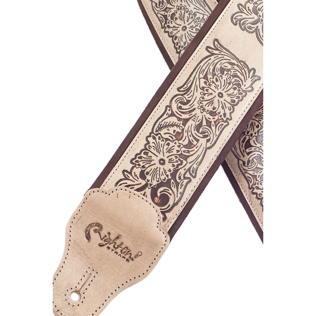 Right On Straps LEATHERCRAFT Charro Beige Guitar Strap