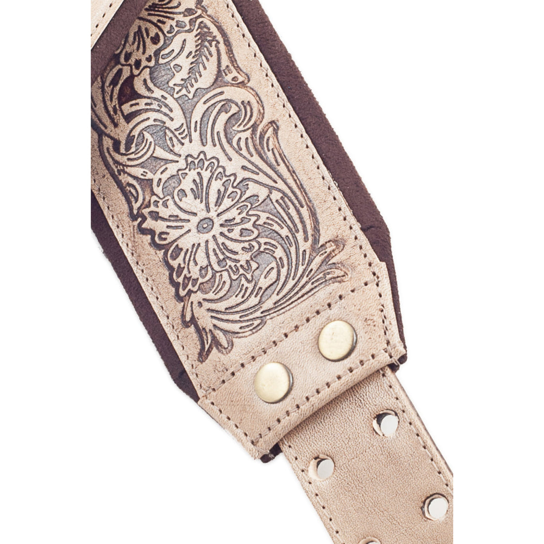 Right On Straps LEATHERCRAFT Charro Beige Guitar Strap