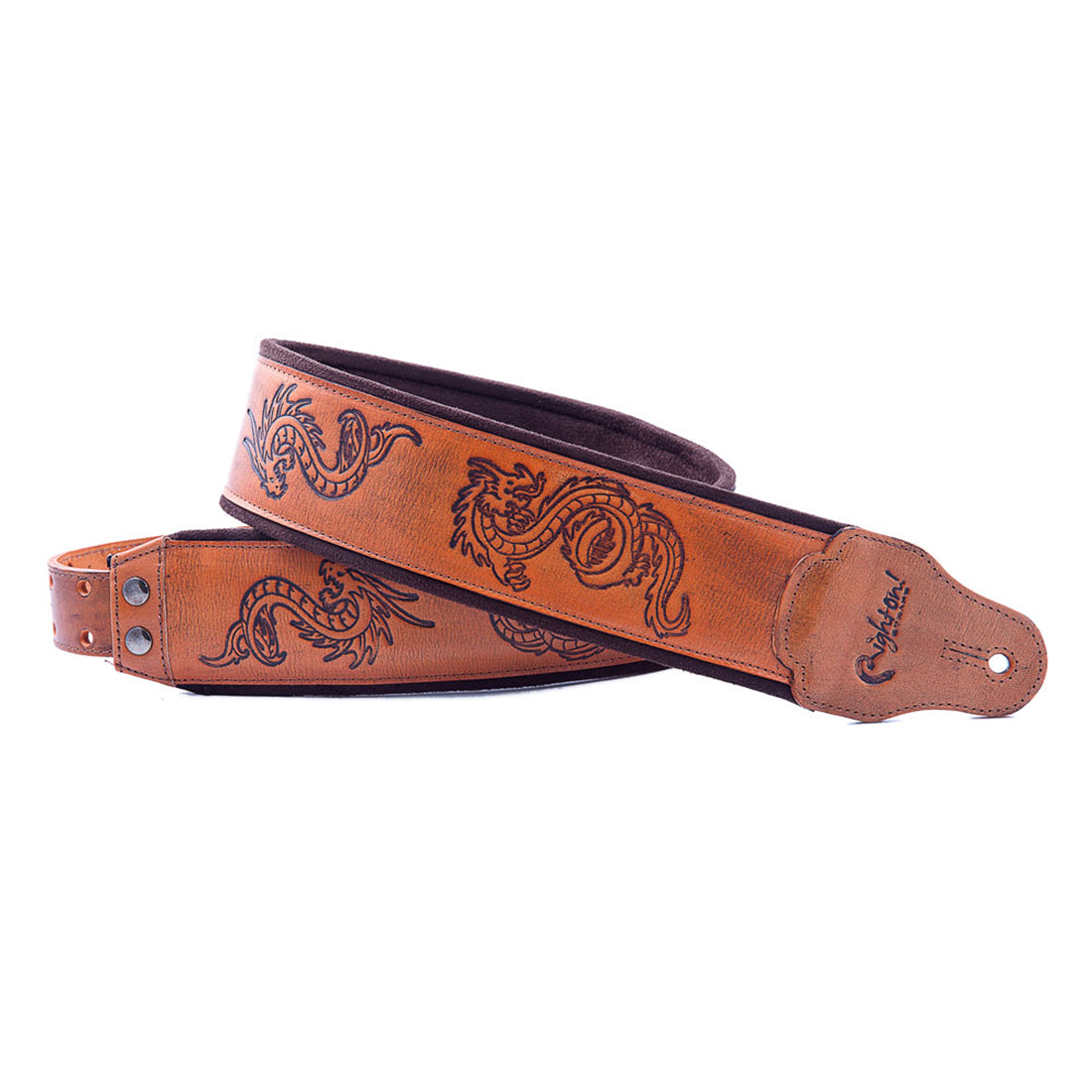 Right On Straps LEATHERCRAFT Dragons Woody Guitar Strap