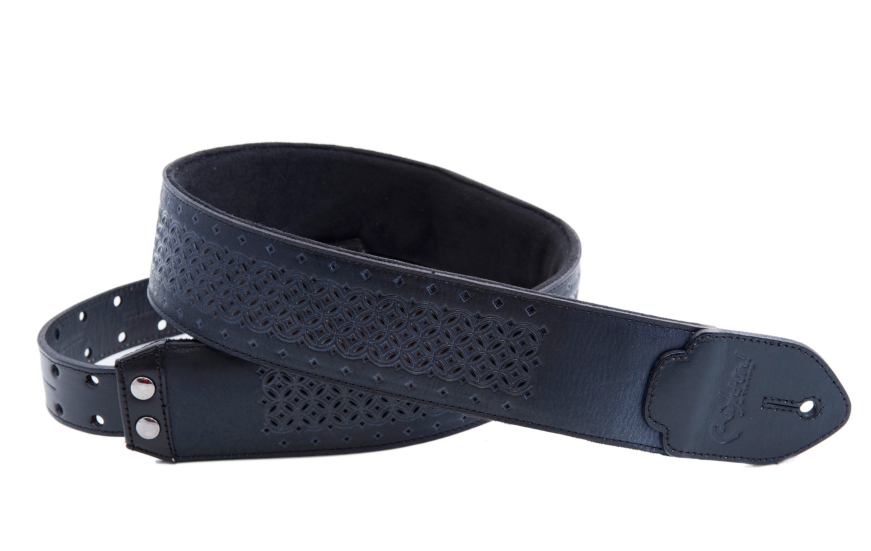 Right On Straps LEATHERCRAFT Granada Black Guitar Strap