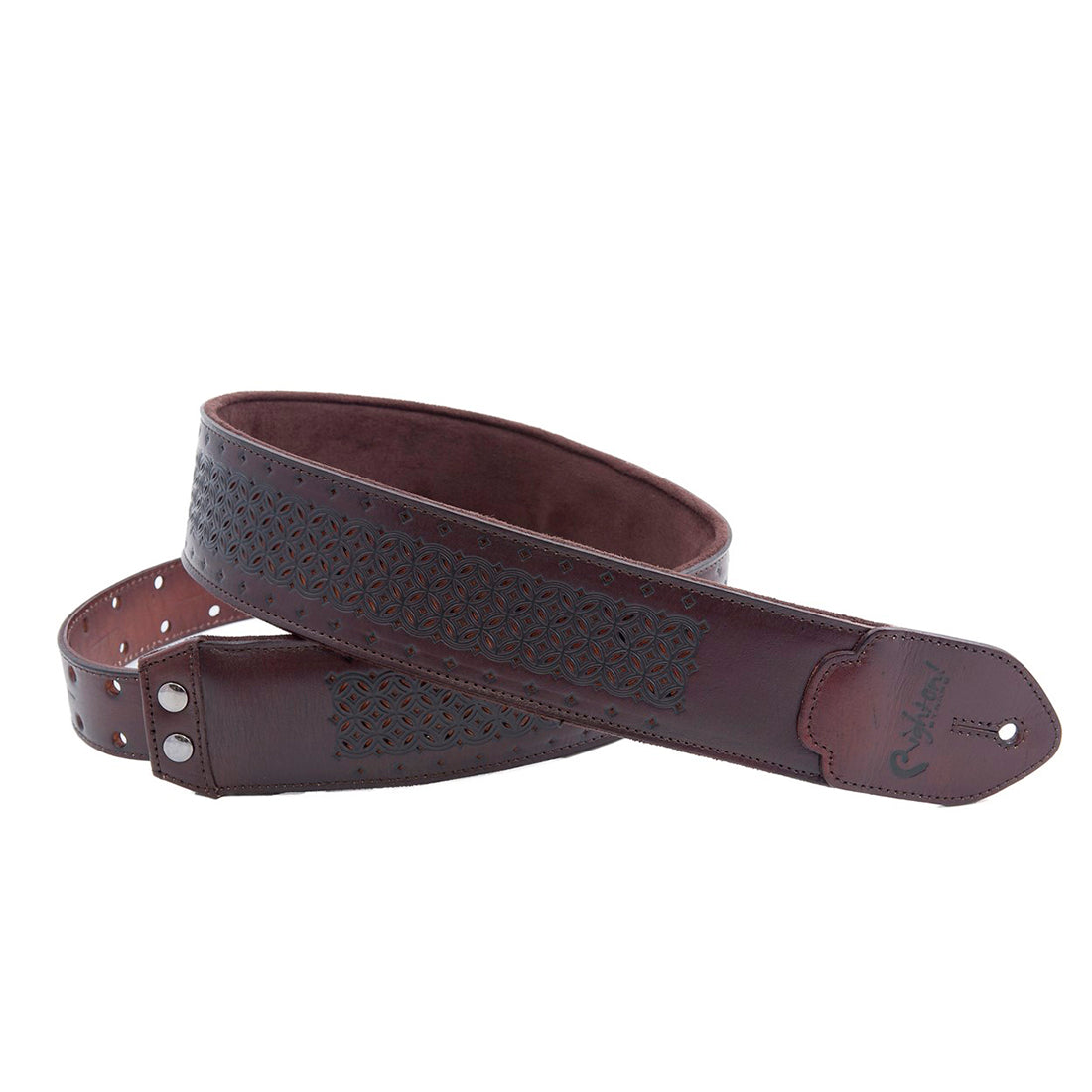 Right On Straps LEATHERCRAFT Granada Brown Guitar Strap