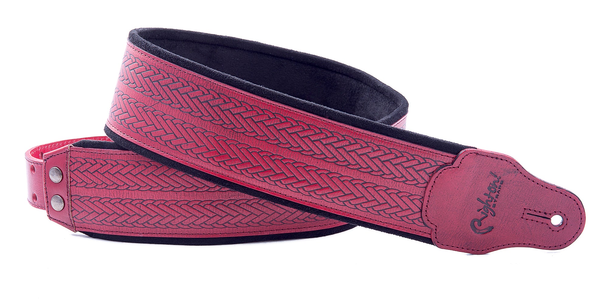 Right On Straps LEATHERCRAFT Tress Red Guitar Strap